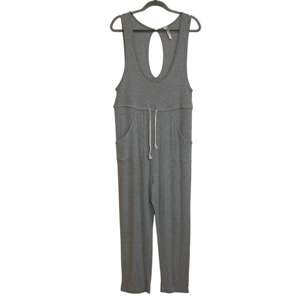 Intimately Free People Ribbed Knit Jumpsuit Overalls Size XS Gray Soft Slouchy